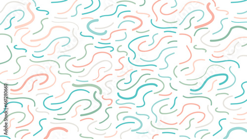 Colorful line doodle seamless pattern. Creative minimalist style art background, trendy design with basic shapes. Modern abstract color backdrop. Colorful line doodle seamless pattern.