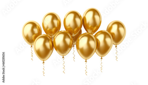 golden wedding balloon isolated on transparent background cutout