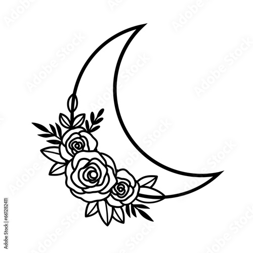 Moon wildflowers - Floral Moon -Wildflower design- Wildflower moon- Moon