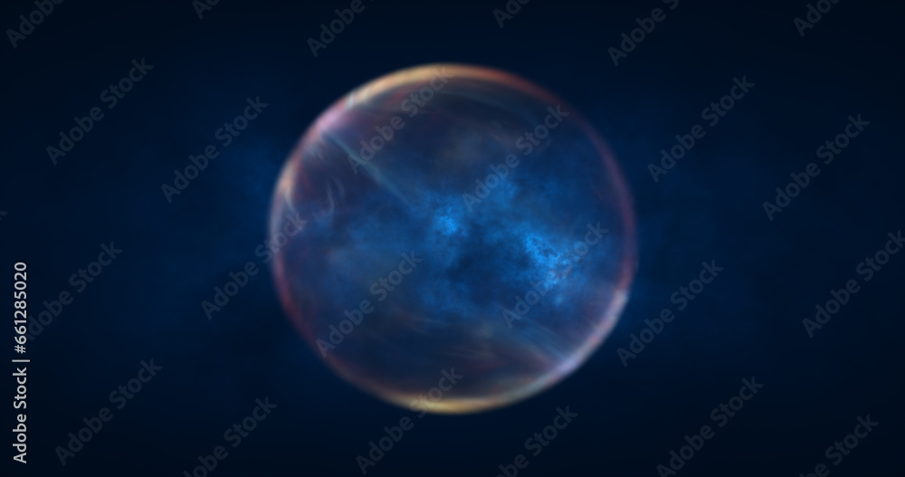 Abstract blue energy sphere round glowing magical digital futuristic space background