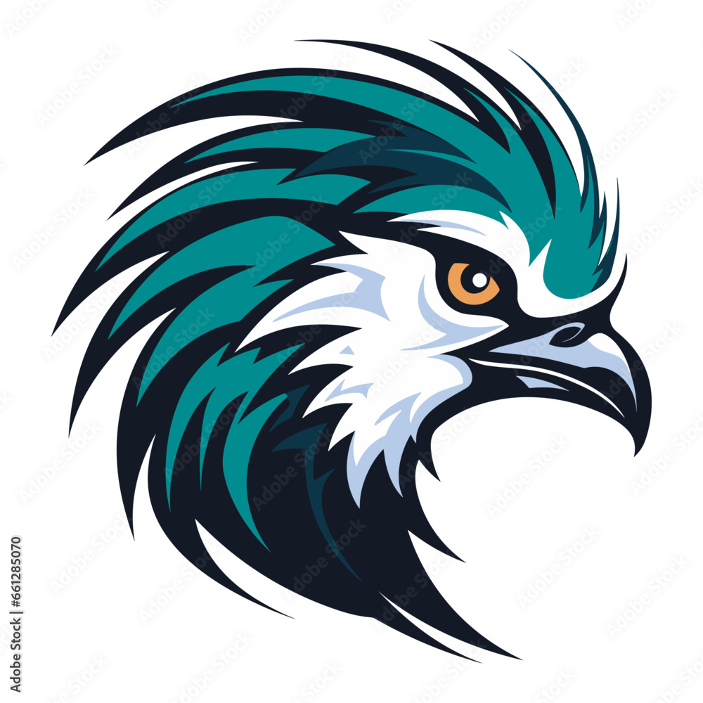 Fototapeta premium Eagle head logo, mascot, sign, vector illustration, Generative Ai. 