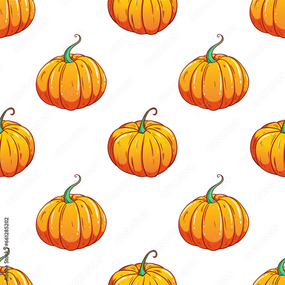 pumpkin seamless pattern with colored hand drawing pumpkin seamless pattern with colored hand drawing