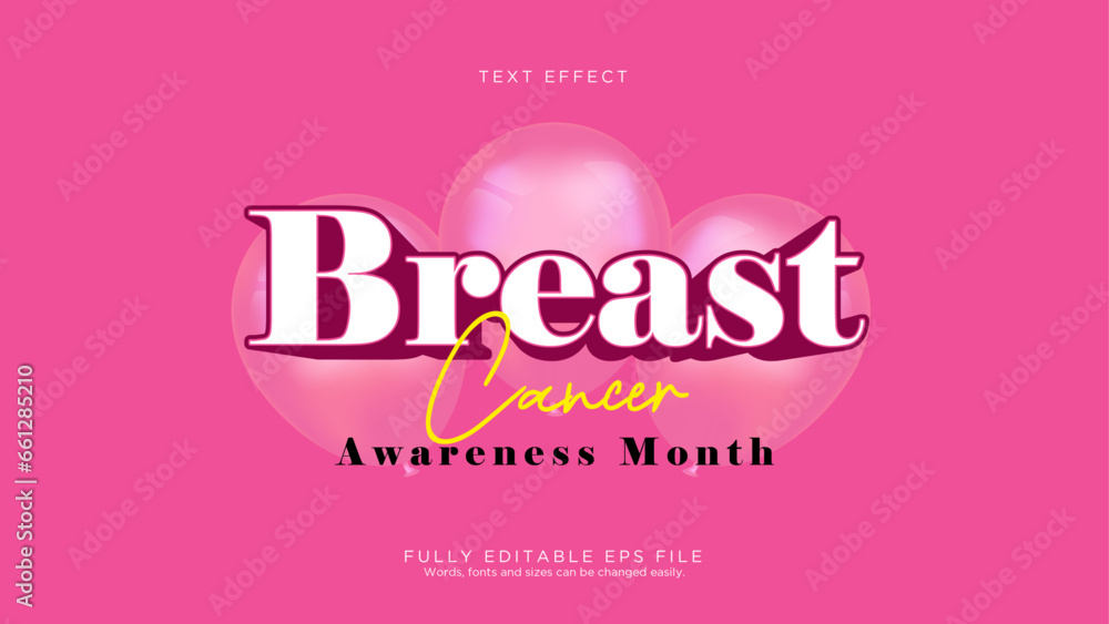 Breast Cancer Text Effect Font Type Vector Background