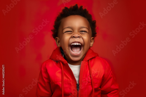 Photo of black kid in red clothes