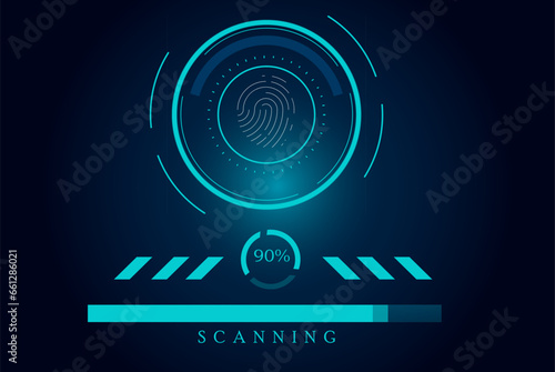 Fingerprint neon,Fingerprint scanning, loading, scanning
