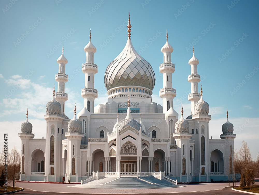 White mosque building illustration