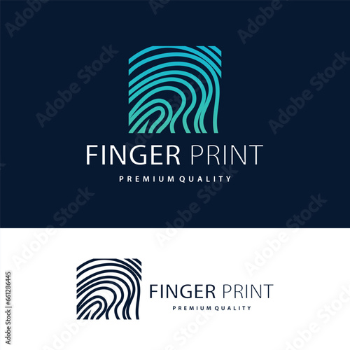 Premium Fingerprint Logo, Human Identity Design Simple Line Model Template Illustration