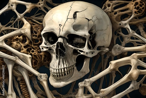 skull skeleton of human with bones calcuim  photo