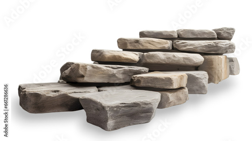 Steps made of stone slabs isolated on transparent background.
