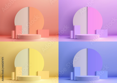 3D Vibrant Color Podium wit...