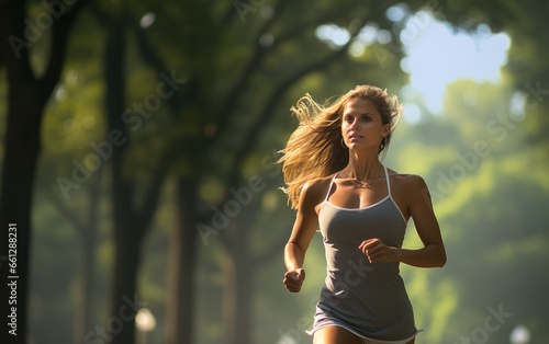 A beautiful woman was runni...