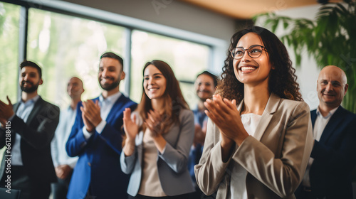 Clapping employees Generative Ai photo