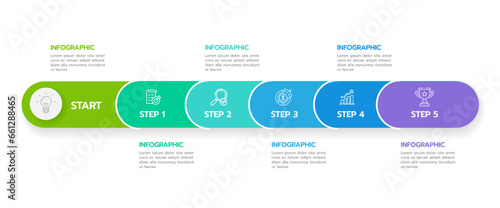 Infographic template for business. 6 Steps Modern Timeline diagram roadmap and rounded rectangle topic charts, presentation vector infographic.
