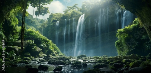 Majestic Waterfall in the Forest