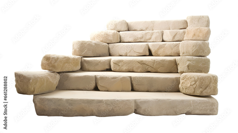 Steps made of light brown stones isolated on transparent background. Steps made of light brown stones isolated on transparent background.