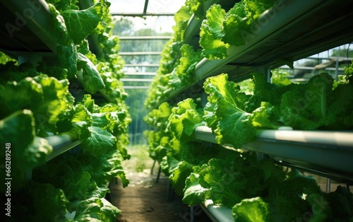 Green veggie in greenhouse,...