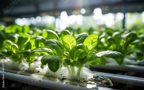 Green veggie in greenhouse,...