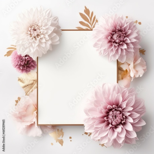 Beautiful picture for template in minimal style white and gold and light pink colours with pink flowers for the occasion of the international mother's day on a white background. Generative AI image © Summit Art Creations