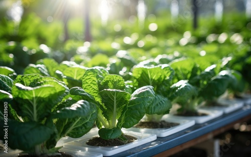 Green veggie in greenhouse,...