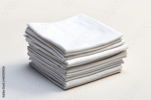A stack of white handkerchiefs or napkins isolated on a white background