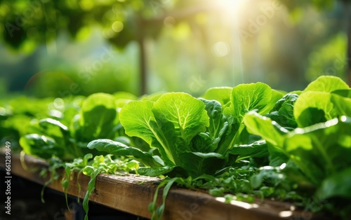 Green veggie in greenhouse,...