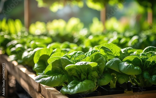 Green veggie in greenhouse,...