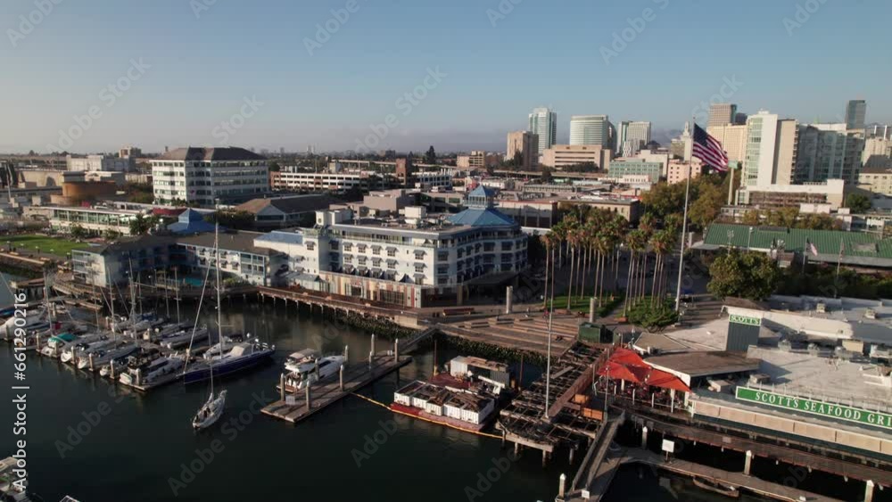 Panoramic aerial of Jack London Square and Oakland Skyline Panoramic aerial of Jack London Square and Oakland Skyline