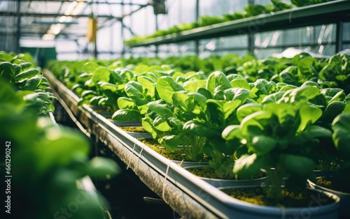 Green veggie in greenhouse,...