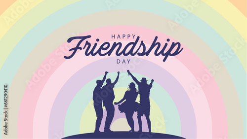 Happy friendship day. Vector illustration of a group of people having fun. Suitable for banners, web, social media, greeting cards etc