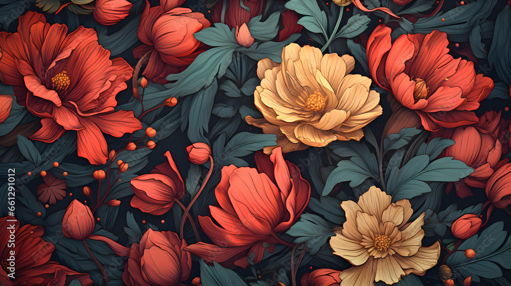 style Exotic floral pattern wallpaper texture