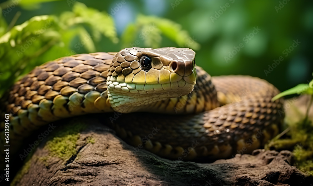 Detail of a colourful snake in nature. Detail of a colourful snake in nature.