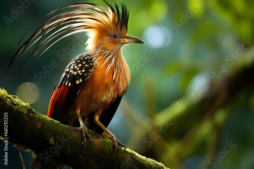 hoatzin in natural forest environment. Wildlife photography photo