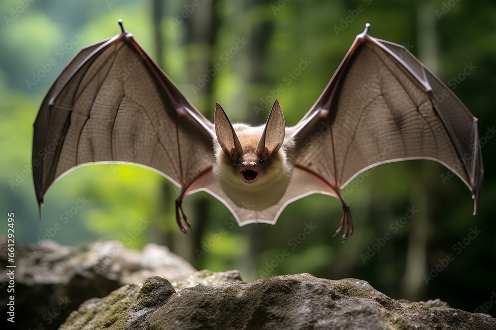 lesser horseshoe bat in natural environment. Wildlife photography - obrazy, fototapety, plakaty 