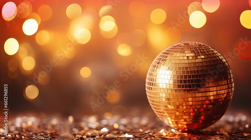 Portrait disco ball on the glitter background