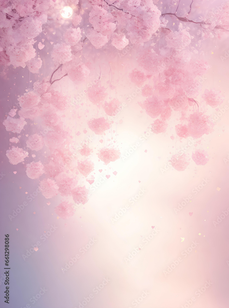 Pink background with branch. AI