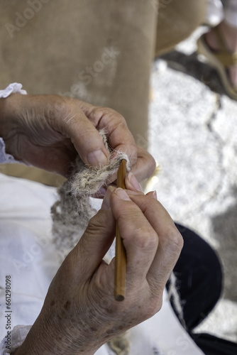 Knitting wool with hands