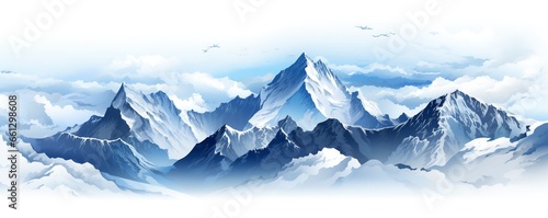 An awe-inspiring illustration of a snow-covered mountain peak in a serene and snowy summit landscape