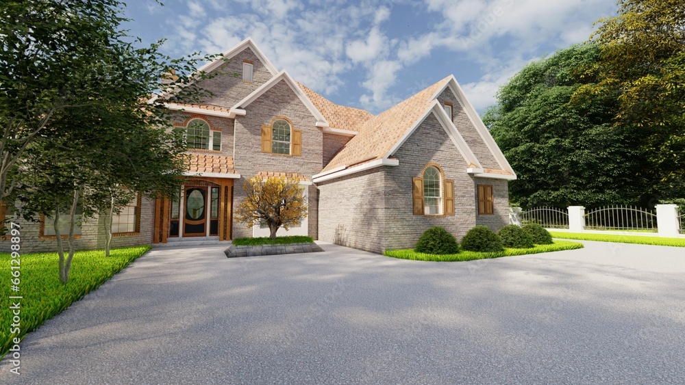 Modern Beautiful Duplex Design European Style Exterior with decorated Outdoor 3D Rendered Modern Beautiful Duplex Design European Style Exterior with decorated Outdoor 3D Rendered