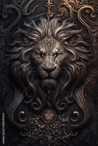The lion could be seen as a symbol of royalty and power, or a representation of a powerful ruler or organization.