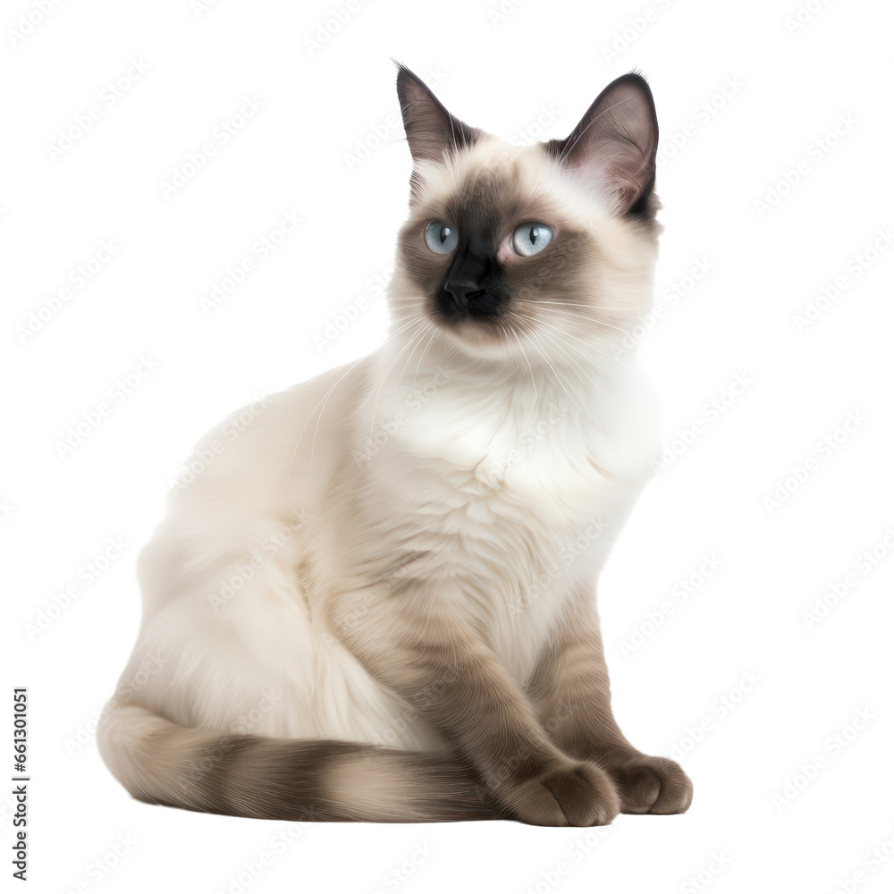 Balinese cat isolated on transparent background,transparency 