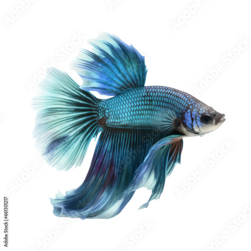 beautiful long tail betta fish isolated on transparent background