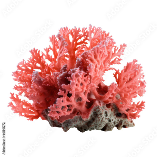 Red reef coral isolated on transparent background transparency 