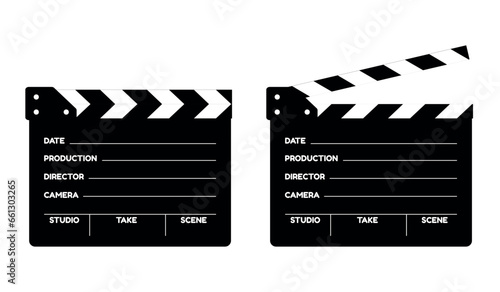 Clapperboard Icons Set - Different Vector Illustrations Isolated On White Background