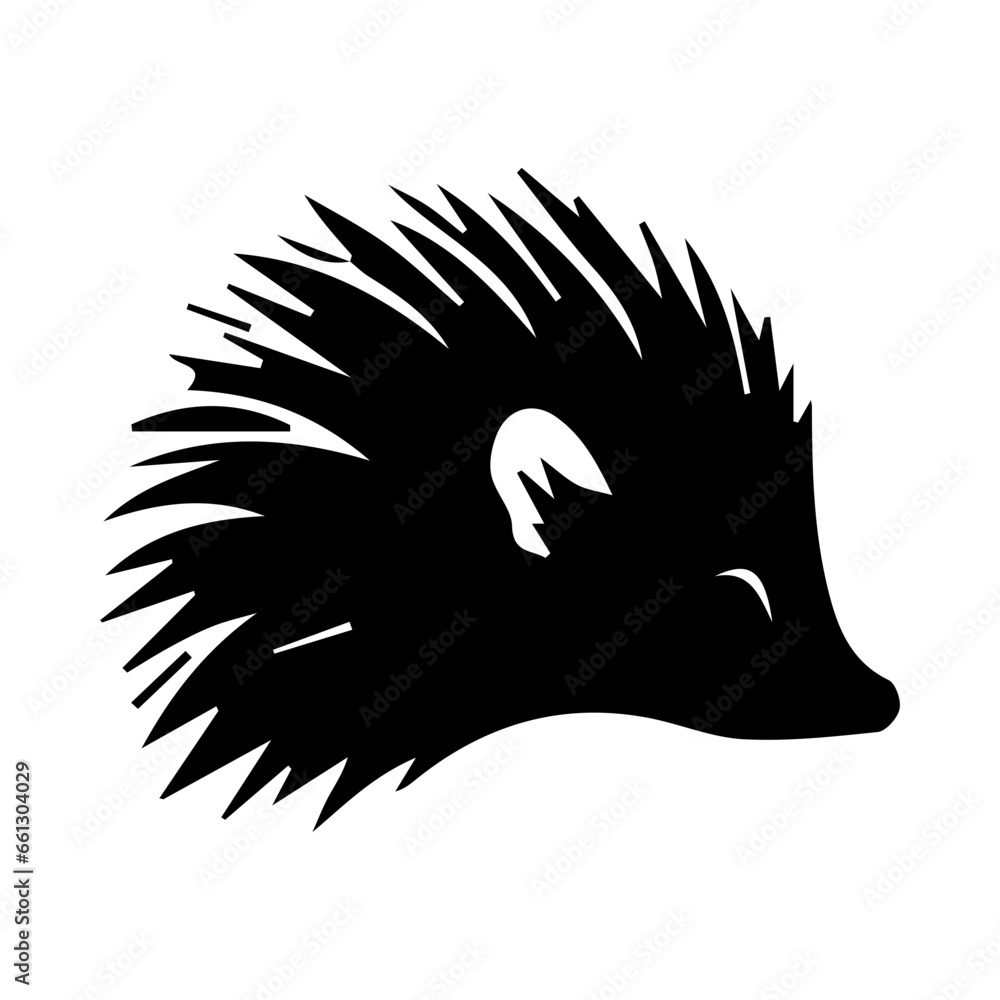 Hedgehog head black silhouette logo vector Hedgehog head black silhouette logo vector