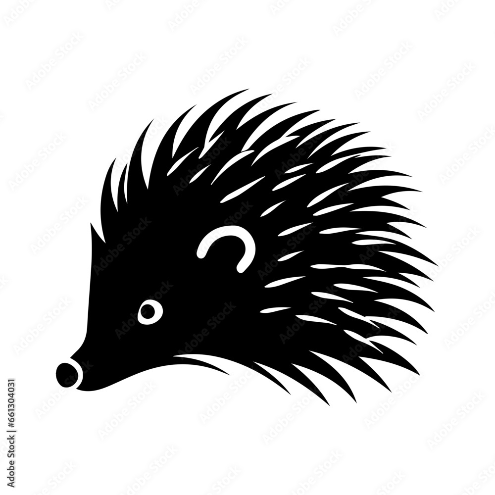 Hedgehog head black silhouette logo vector Hedgehog head black silhouette logo vector