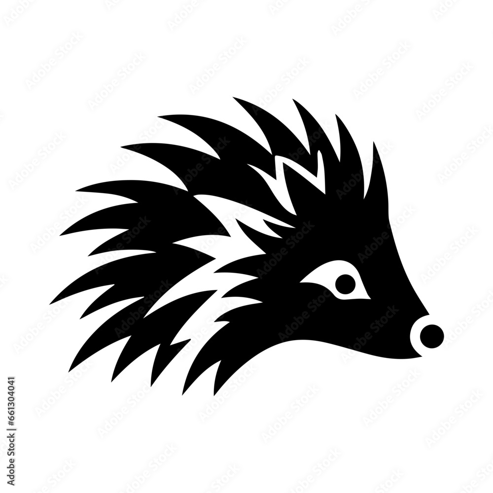Hedgehog head black silhouette logo vector Hedgehog head black silhouette logo vector