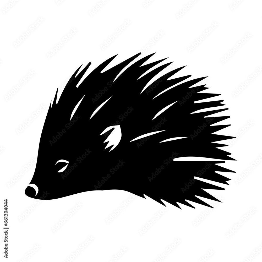 Hedgehog head black silhouette logo vector Hedgehog head black silhouette logo vector