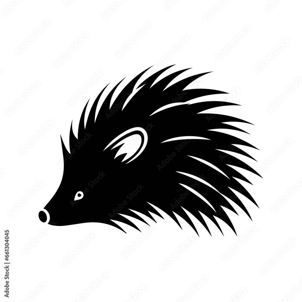 Hedgehog head black silhouette logo vector Hedgehog head black silhouette logo vector