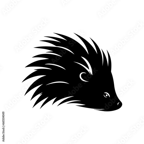 Hedgehog head black silhouette logo vector