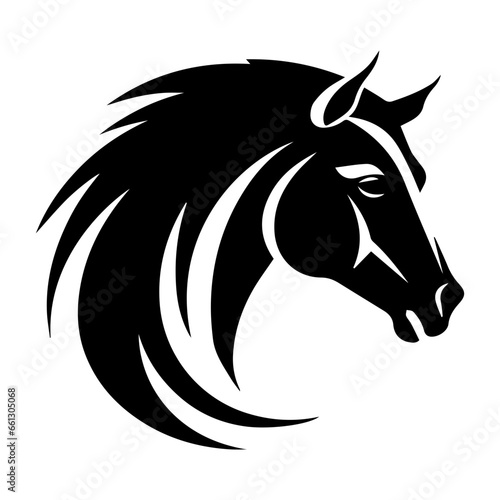 horse, vintage logo line art concept black and white color, hand drawn illustration © Natworanat